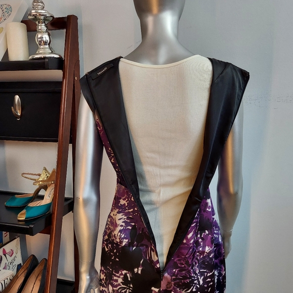 Tahari Sleeveless Dress, Black & Purple, sz 4 - Picture 10 of 14